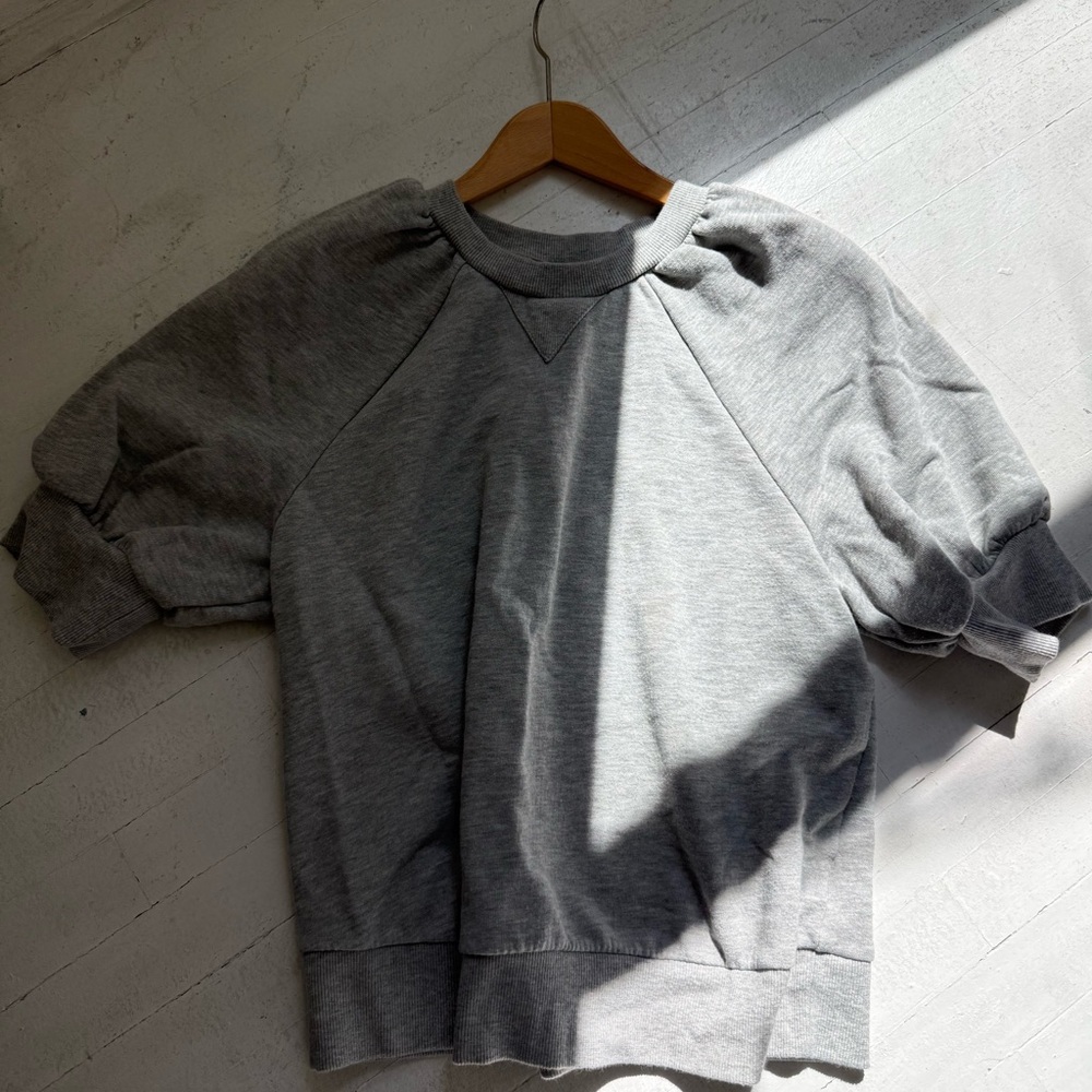 Heather Gray Puff Sleeve Sweatshirt